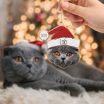 Gepersonaliseerde Kerstmuts Houten Kerst Ornament met Naam en Gezichtsfoto van Hond Kat Huisdier Kerstmis Woondecoratie Cadeau voor Dierenliefhebbers