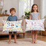 Personlig Rainbow Dinosaur Rektangulær søt tegneserie ordsky kasteputetrekk med initial og navn Hjemmedekorasjon Bursdagsgave til barn
