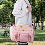 Gepersonaliseerde Waterdichte Nylon Duffeltas met Geboortebloem en Naam Meerdere Vakken en Schouderriem Verjaardagscadeau voor Dames