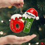 Spersonalizowana akrylowa ozdoba świąteczna Six Seven Santa Hat z imieniem na choinkę Prezent świąteczny dla przyjaciół rodziny