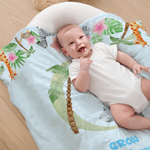 Spersonalizowany miękki koc do rzucania z imieniem i nazwiskiem Cute Animal Bible Inicjał Miękki koc do rzucania z imieniem i nazwiskiem Wystrój domu Boże Narodzenie Urodziny Chrzest Prezent dla rodzi