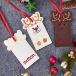 Personalisierte Weihnachten Rentier Filz Geschenkkarte Halter Ornament mit Namen Baumschmuck Weihnachtsgeschenk für Familie Freunde