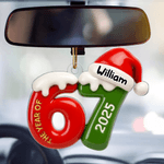 Spersonalizowana akrylowa ozdoba świąteczna Six Seven Santa Hat z imieniem na choinkę Prezent świąteczny dla przyjaciół rodziny