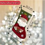 Bas de Noël Personnalisé avec Nom et Design de Bonhomme de Neige Père Noël ou Renne Cadeau de Fêtes de Fin d'Année pour Famille Enfants