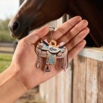 Personalized Horse Saddle Flat Acrylic Keychain with Name Birthday Christmas Gift for Horse Riders Lovers
