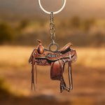 Personalized Horse Saddle Flat Acrylic Keychain with Name Birthday Christmas Gift for Horse Riders Lovers