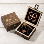 Personalised Four Leaf Clover Guitar Picks Capo Wooden Box Set with Text Guitar Accessory Birthday for Guitar Player Music Lover