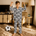 Pigiama personalizzato con motivo sportivo multicolore con nome e numero Regalo di Natale e compleanno per gli amanti dello sport, le famiglie e i bambini