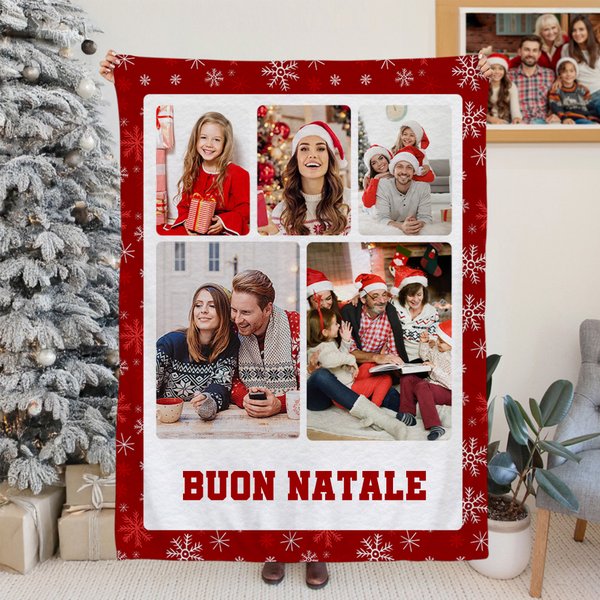 Coperta personalizzata con 3-9 foto e testo morbida decor per casa regalo di Natale per amici e famiglia