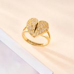 Anillo personalizado con forma de corazón delicado foto y texto grabado regalo de aniversario Navidad y cumpleaños para mamá esposa y mujeres