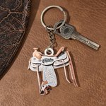 Personalized Horse Saddle Flat Acrylic Keychain with Name Birthday Christmas Gift for Horse Riders Lovers