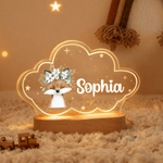 Spersonalizowana akrylowa lampka nocna LED Cute Animals Star Cloud Style z imieniem i drewnianą podstawą Dekoracje do pokoju dziecięcego Prezent urodzinowy dla noworodka