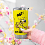 Henkilökohtainen söpö pitkähäntäinen Marsupilami 20 oz juomapullo nimellä ja oljella Syntymäpäivä joululahja lapsille | Callie × Marsupilami®