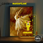 Personalised Long-Tailed Leopard Marsupilami LED Night Light with Name and Wooden Base Home Decor Christmas Gift for Children | Callie × Marsupilami®