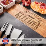 Personalised Engraved Text Kitchen Design Acacia Marble 11 Pcs Cutting Board Coaster Set with Bowl and Spoon Made in USA  Housewarming Gift for Family
