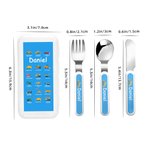 Personalised Multicolour Construction Lorry Safe Stainless Steel Fork Spoon Knife 3 Pcs Cutlery Set with Name and Case Birthday Gift for Boys Girls