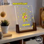 Personalised Long-Tailed Leopard Marsupilami LED Night Light with Name and Wooden Base Home Decor Christmas Gift for Children | Callie × Marsupilami®