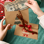 Personalised Snowman Santa Claus Christmas Tree 2 Pcs Money Envelope with Ribbon and Name Christmas Gift for Kids Friends
