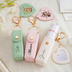 Personalizzato personaggio dei cartoni animati nascita fiore rossetto custodia portachiavi con nome e specchio a forma di cuore regalo di compleanno anniversario per le donne