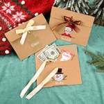Personalised Snowman Santa Claus Christmas Tree 2 Pcs Money Envelope with Ribbon and Name Christmas Gift for Kids Friends