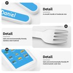 Personalised Multicolour Construction Lorry Safe Stainless Steel Fork Spoon Knife 3 Pcs Cutlery Set with Name and Case Birthday Gift for Boys Girls