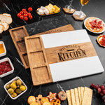Personalized Engraved Text Kitchen Acacia Marble 11 Pcs Cutting Board Coaster Set with Bowl and Spoon Ship from USA  Housewarming Gift for Family