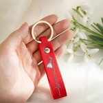 Personalised Multicolour Birth Flower PU Leather Keychain with Name Wedding Party Proposal Birthday Gift for Women