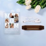 Personalisiertes Fotos-Nachtlicht mit 6 Fotos Namen und Wunschtext inklusive Holzsockel Wohndeko Geburtstag Jahrestag Geschenk für Eltern Großeltern