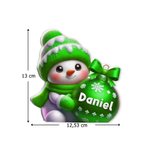 Gepersonaliseerd Multikleur Schattig Sneeuwpop Platte Kerstdecoratie met Kerstbalmotief Naam Kerst Cadeau voor Familie en Vrienden