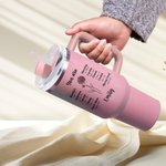 Personalized Birth Flower Bible Verse 40oz Insulated Tumbler with Name and Straw Christian Christmas Gift for Women