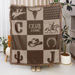 Manta suave personalizada con diseño de vaquero cuadros con nombre regalo de cumpleaños y bautizo para recién nacidos y nuevos padres