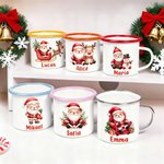 Personlig julklapp med tomte emaljmugg flerfärgad 355 ml kan anpassas med namn julklapp till familj och barn
