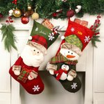 Bas de Noël Personnalisé avec Nom et Design de Bonhomme de Neige Père Noël ou Renne Cadeau de Fêtes de Fin d'Année pour Famille Enfants