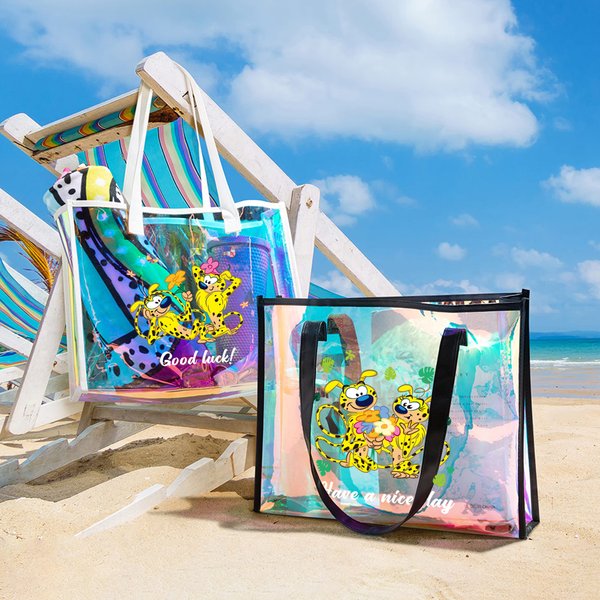 Gepersonaliseerde Langstaart Luipaard Marsupilami Transparante Holografische Reistas met Naam Verjaardagscadeau voor Vrouwen | Callie × Marsupilami®