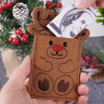 Personalisierte Weihnachten Rentier Filz Geschenkkarte Halter Ornament mit Namen Baumschmuck Weihnachtsgeschenk für Familie Freunde