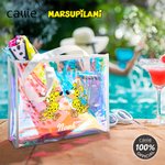 Gepersonaliseerde Langstaart Luipaard Marsupilami Transparante Holografische Reistas met Naam Verjaardagscadeau voor Vrouwen | Callie × Marsupilami®