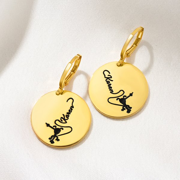 Personalized Cute Long Tailed Marsupilami Dangle Earrings with Name Birthday Christmas Gift for Her | Callie × Marsupilami®