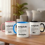Personalized Mahjaholic 11 oz 15 oz Ceramic Mug with Name Birthday Mahjong Club Christmas Gift for Mahjong Lover Player