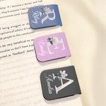 Stories Shine with Reading Time - Personalized Pearl Effect Birth Flower Name Magnetic Bookmark Clip