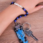 Personalized Grand Prix Car Portable Keychain Bag Charm with Text and Beaded Daily Use Birthday Gift for Motorsport Fans