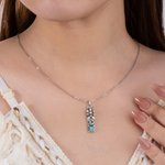 Personalisierte Vintage Boho Floral Türkis Sterling Silber Halskette mit Initial zierlichen Schmuck Geburtstag Geschenk für Frauen Mädchen