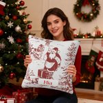 Personlig jultomte med rött tryck Mjukt kuddfodral med namn Heminredning Julklapp för familj och vänner