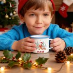 Personalized Cute Gingerbread Man 12 oz Cocoa Enamel Mug with Name Daily Use Christmas Gift for Kids Family