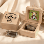Personalized Angel Wings Photo Pet Fur Keepsake Bottle Wooden Magnetic Box Set with Name and Year Pet Loss Memorial Gift for Pet Owners
