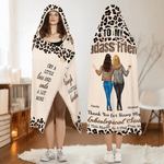 Personalised Leopard Print Cartoon Character Soft Hooded Blanket with Name Home Decor Birthday Christmas Gift for Best Friends Besties