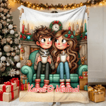 Personalizzato Natale coppia personaggi dei cartoni animati morbido lancio coperta con testo Home Decor regalo di Natale per la coppia moglie marito