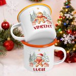 Personalized Cute Gingerbread Man 12 oz Cocoa Enamel Mug with Name Daily Use Christmas Gift for Kids Family