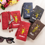 Personalised Yellow-Spotted Leopard Marsupilami Butterfly PU Leather Wallet with Name Birthday Anniversary Gift for Women | Callie × Marsupilami®