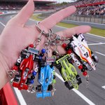 Personalized Grand Prix Car Portable Keychain Bag Charm with Text and Beaded Daily Use Birthday Gift for Motorsport Fans