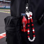 Personalized Grand Prix Car Portable Keychain Bag Charm with Text and Beaded Daily Use Birthday Gift for Motorsport Fans